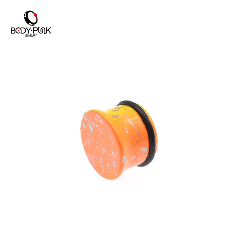Тело панк акриловые затычки для ушей 1 пара оранжевых тоннелей датчик