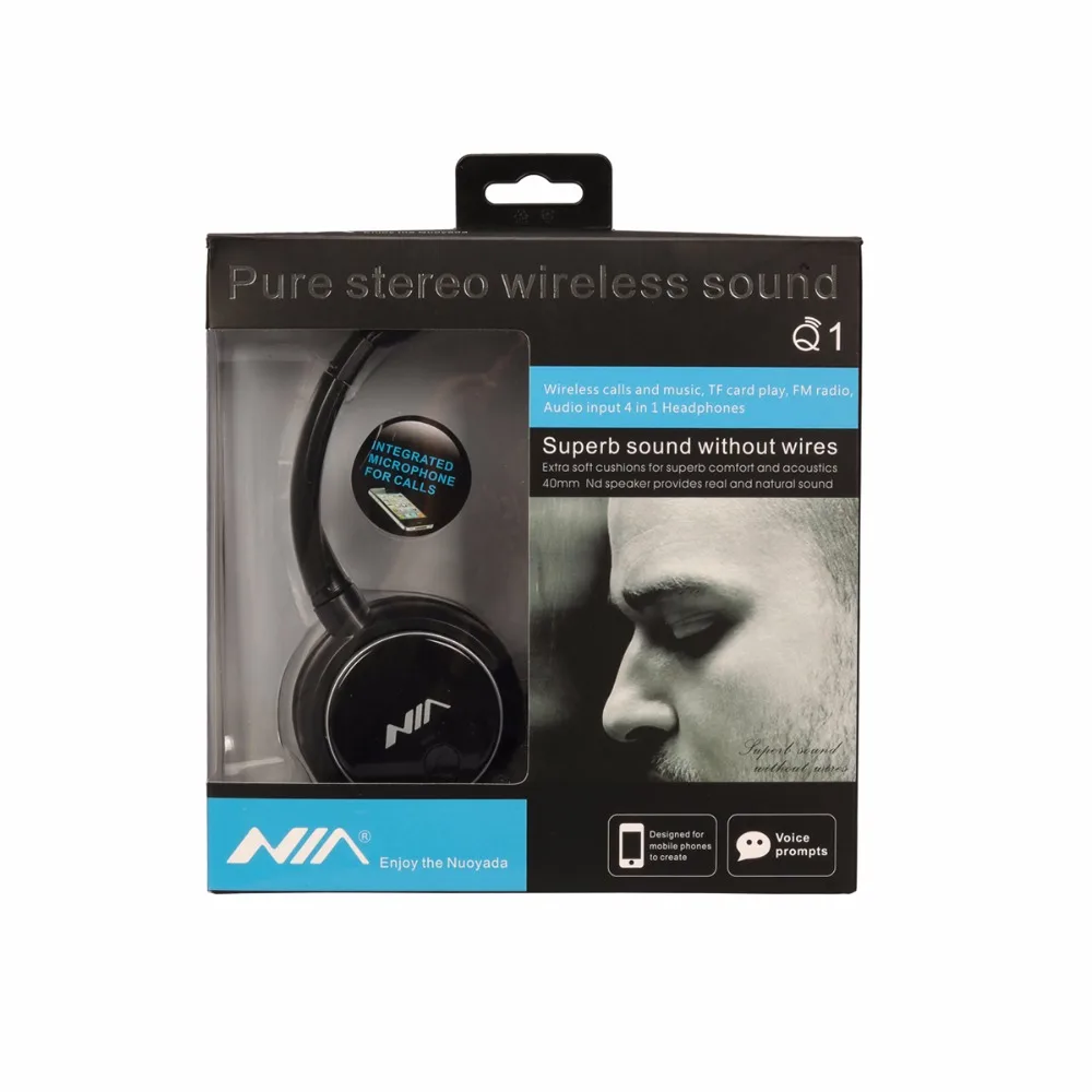 NIA Q1 Original EQ Bluetooth Headphone Wireless Sport Headsets Adjustable Earphone with Mic Support TF Card Play | Электроника