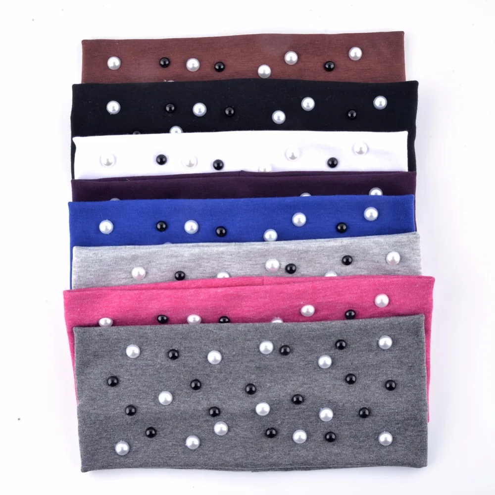 Женская модная повязка для волос TQMSMY зимняя черная белая с жемчугом Спортивная