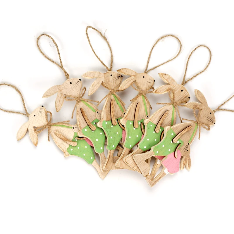 Пасхальные украшения 6 шт. деревянный Пасхальный кролик аксессуары для