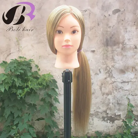 Голова-манекен с зажимом, 26 дюймов, для парикмахеров, светлые волосы, для косметологии