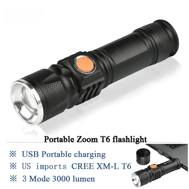 Usb фонарик мини cree xml t6 Увеличить факел Водонепроницаемая светодиодная лампа для