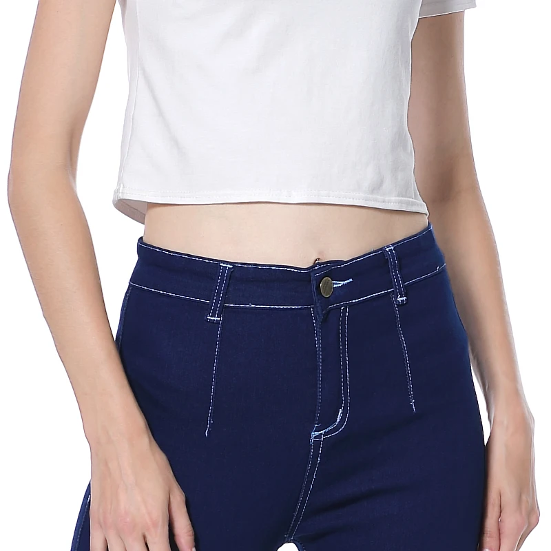 Suvance модные растягивающиеся джинсы с высокой талией однотонные джинсовые