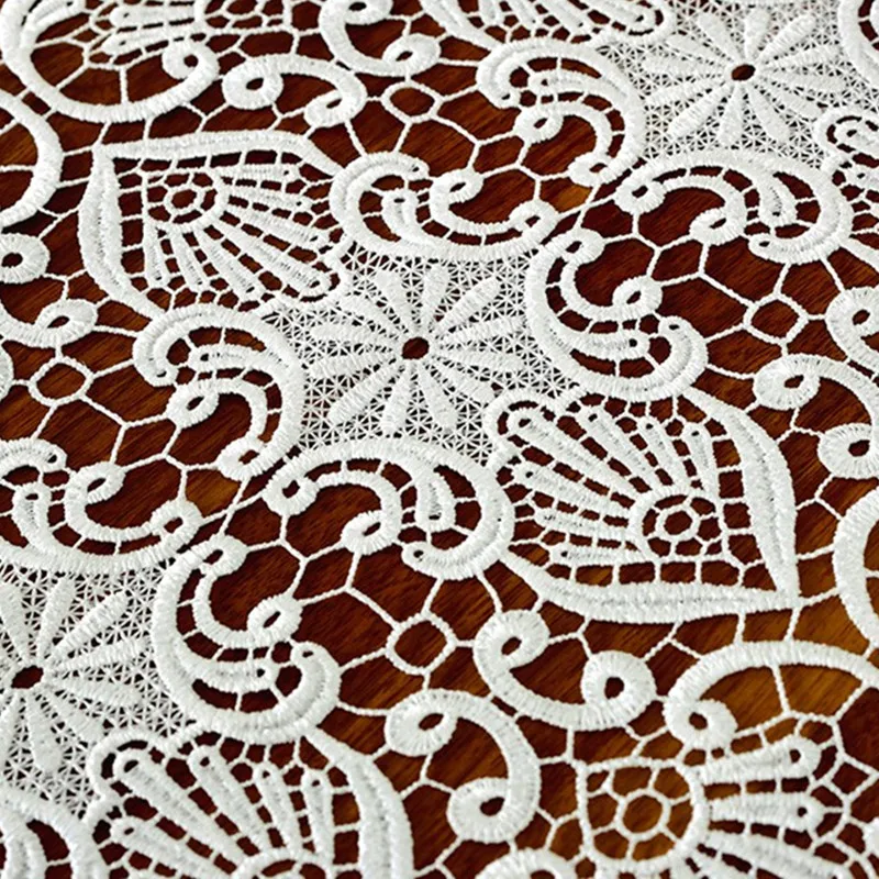 Белая вышивка настольная дорожка элегантная столовая посуда с кружевным