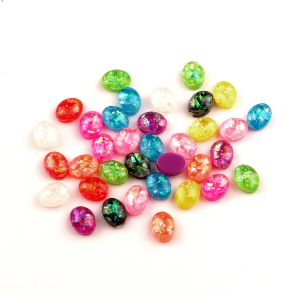 Смешанные полимерные блестящие овальные декоративные бусины LF с плоским