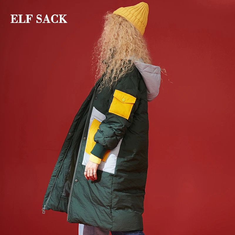 ELFSACK/Зимние новые пуховики для женщин 90% белый утиный пух пальто толстые
