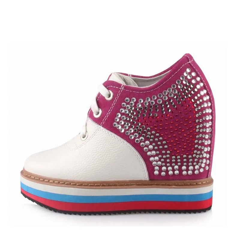 Cyabmoz Women Shoes Woman Platform Wedge Sexy High heels Rhinestone Height increasing Mixed colors Party Zapatos mujer | Обувь