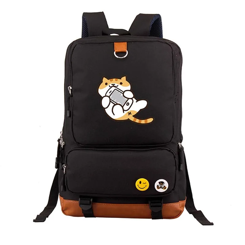 Новый высококачественный рюкзак Neko Atsume Kawaii Cat Emoji из холста с принтом Mochila Feminina