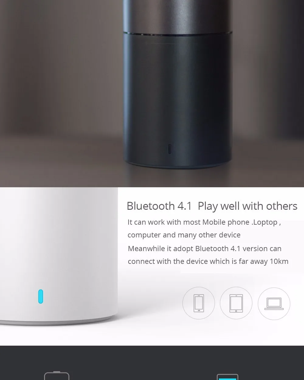 Xiaomi Мини-динамик 2 Портативный беспроводной Bluetooth V4.1 Hands Free цилиндрическая форма встроенный литиевый аккумулятор динамик s