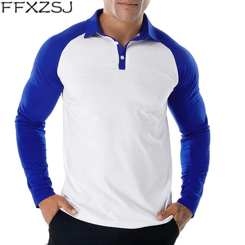 Осенняя мужская одежда сшитая рубашка поло с длинным рукавом повседневная