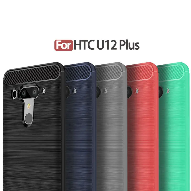 100 шт./лот для htc U12 плюс Чехол защитный чехол задней панели из углеволокна и мягкий