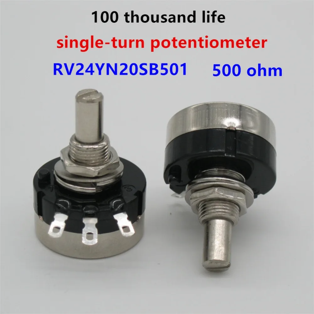 

Потенциометр с углеродной пленкой RV24YN20S B501 500 Ом, однооборотный потенциометр, 2 шт.