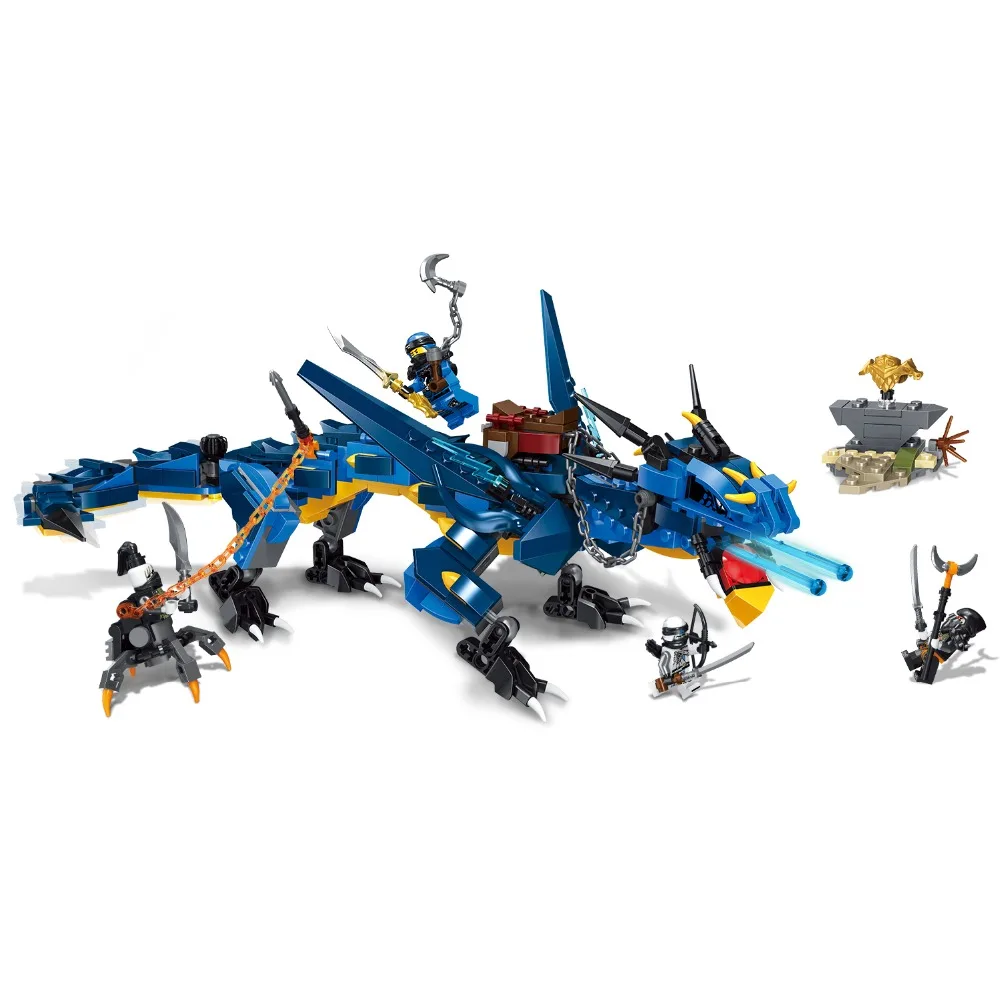 Строительные блоки серии ниндзя Lightning Blue Dragon совместимые с Legoed Doublecross Ninjagoes