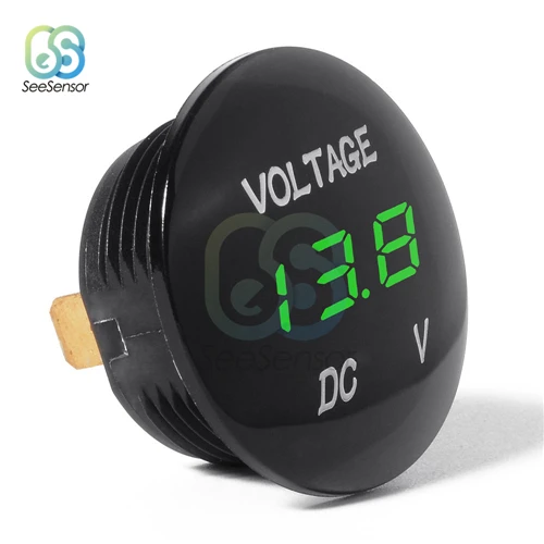 Green Автомобиль Мотоцикл DC5V-48V светодиодный панель Мини цифровой вольтметр тестер монитор круглый водонепроницаемый дисплей Вольтметр - Цвет: Green