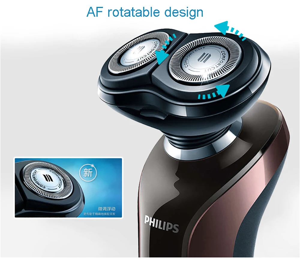 Оригинальная Электробритва PHILIPS S575 с триммером smarkclick, перезаряжаемая Вращающаяся конструкция с автофокусом, моющаяся Мужская бритва