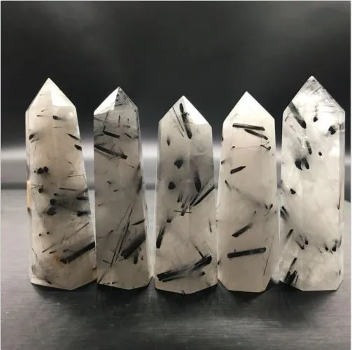 

5pcs 55-60MM 100%Natural Black Tourmaline Crystal Obelisk Quartz Point Healing Specimen Free shipping