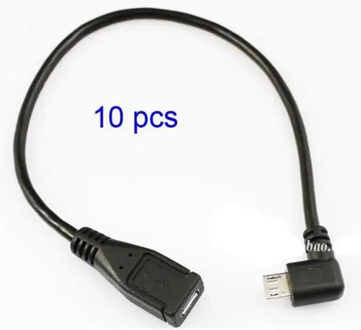 Оптовая цена 10 шт --- 25 см/10 &quotправый угол 90 градусов микро usb 5pin папа к женскому m/f