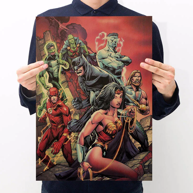 Poster H Marvel аниме супергерой мультфильм наклейка Классический Человек-паук плакат с суперменом ремесло печать наклейка на стену Мстители Ретро плакат - Цвет: Poster H