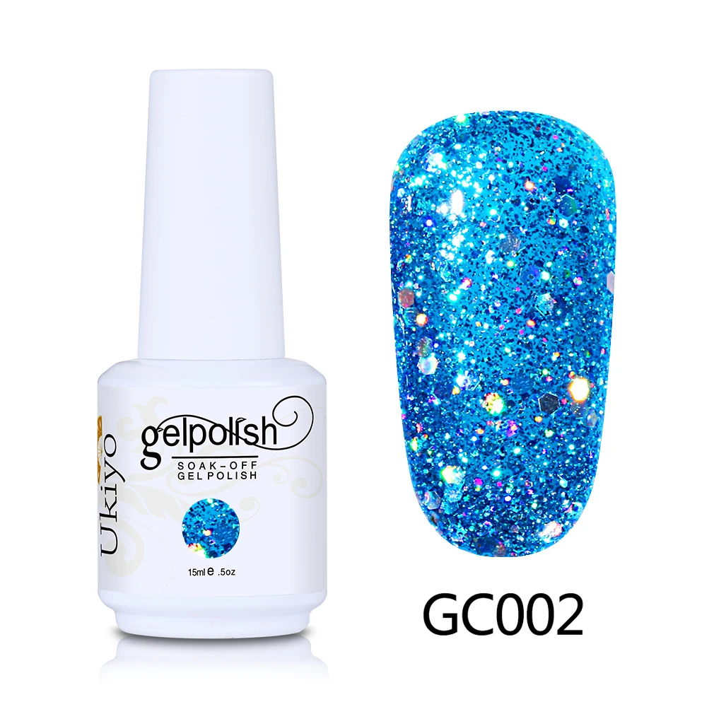 GC002 Ukiyo 15 мл гель для ногтей с блёстками лак отмачиваемый гель лак алмазные ногти Эмаль Лак Vernis Полупостоянный гель лак - Цвет: GC002