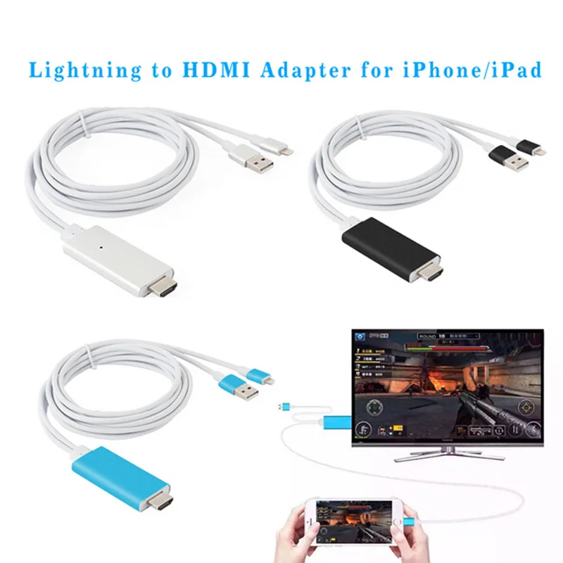 Новейший Высококачественный кабель hdmi 2 м 8 контактный HDMI для iPhone 5 6 6S Plus поддержка