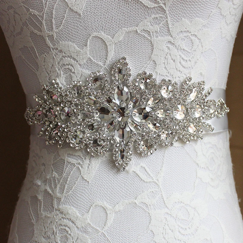 

Luxury Rhinestones Crystals Bride Wedding Belts Sashes Accessories For Evening Party Gown Dresses Bridal Waistband Belt