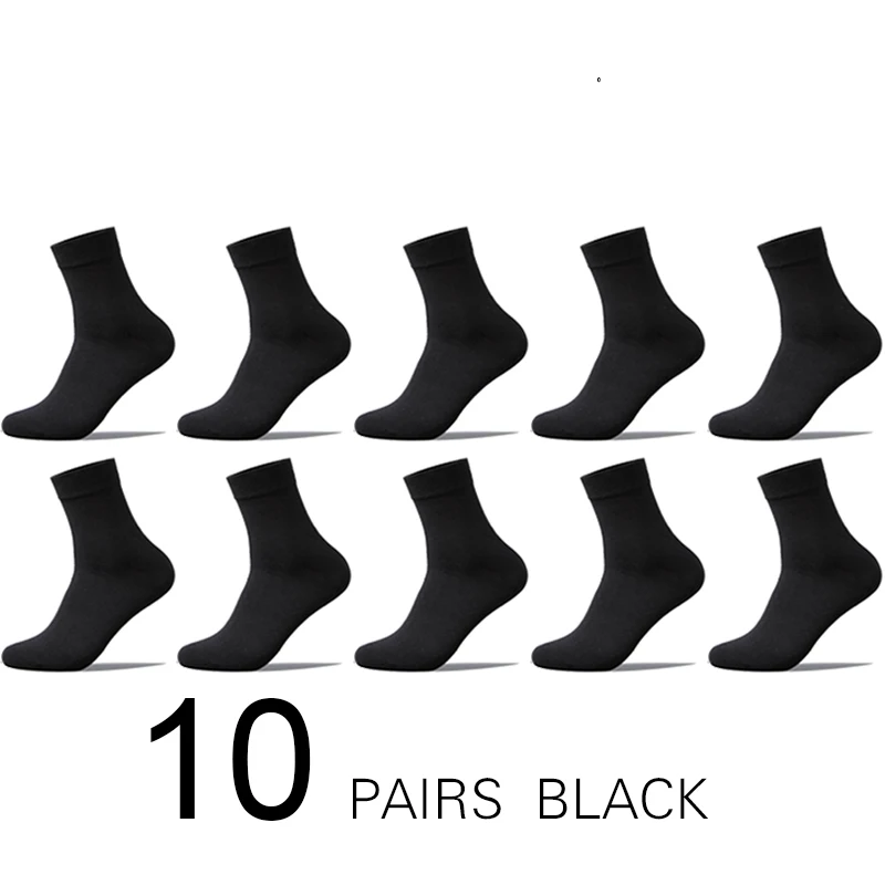 10 pairs black Мужские носки s 100 хлопок стиль осень зима размера плюс теплые носки мужские 10 пар бизнес платье длинные носки для мужчин подарок - Цвет: 10 pairs black