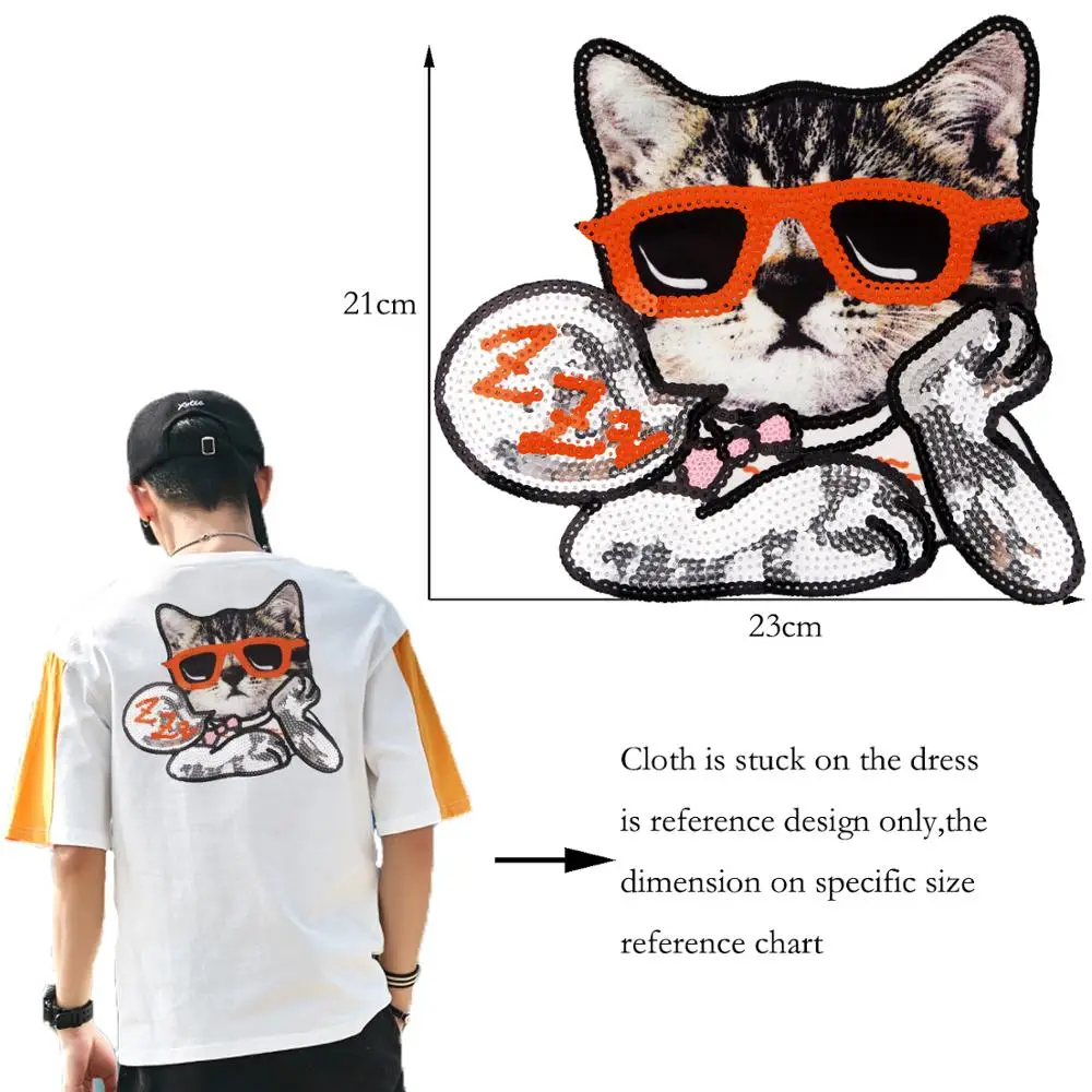 Большие очки с аппликацией в виде кота одежда вышивкой и блестками нашивки без
