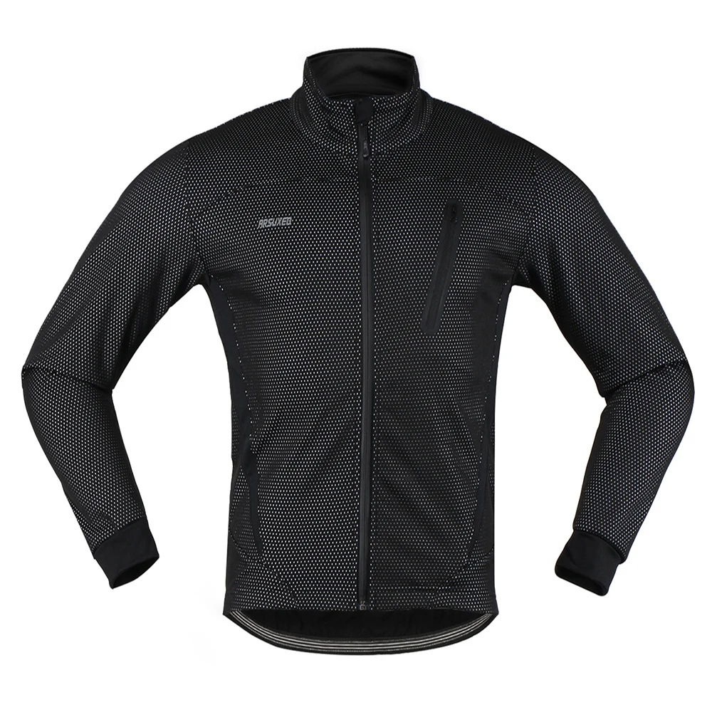 Новая Теплая велосипедная куртка ARSUXEO Зимняя Флисовая одежда ветрозащитное