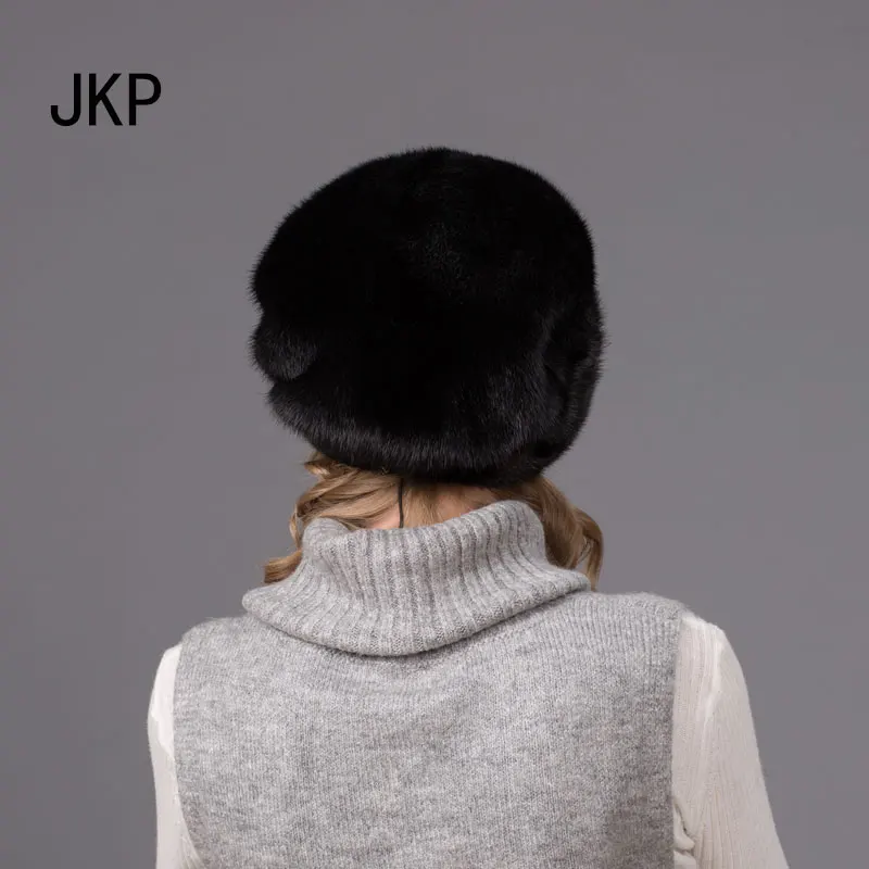 JKP новые зимние меховые шапки для женщин меховая шапка из натуральной норки с шапочками меховая шапка хорошего качества Модные женские Твердые крышки DHY-71