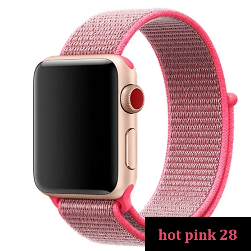 hot pink 15 Ремешок для apple watch, ремешок 44 мм, 40 мм, тканый нейлоновый ремешок iwatch серии 5, 4, 3, ремешок 42 мм, 38 мм, ремень, аксессуары для apple watch - Цвет ремешка: hot pink 15