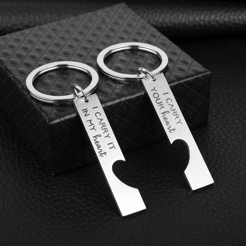 

I Carry Your Heart I Carry It In My Heart Heart Paired Key Chain Alloy Keychain Accessories Pendant Key Ring Charms Keychains