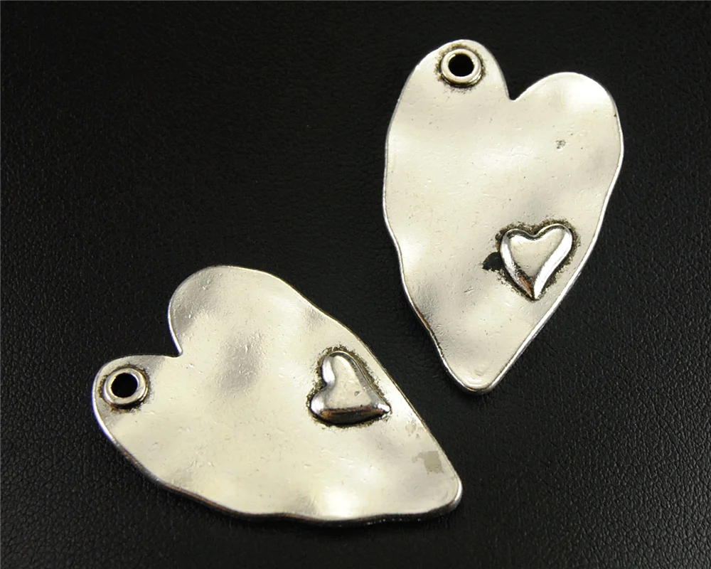 

5 шт. сердечко серебряного цвета пустые штампованные бирки цинковый сплав Браслет Ожерелье для изготовления украшений вручную DIY 38x24 мм A788