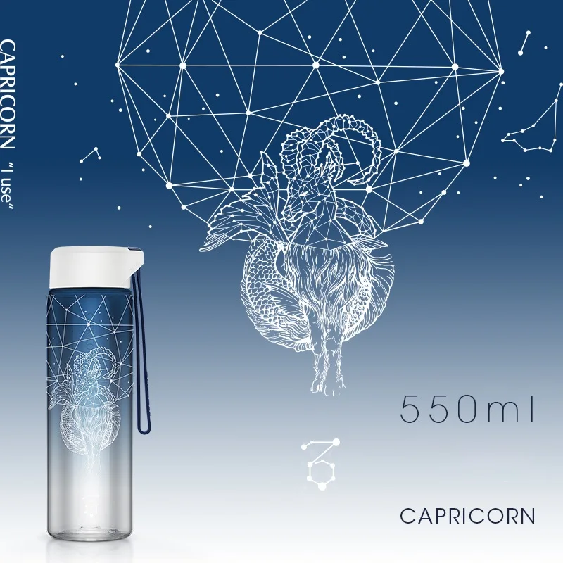 Capricorn Unibott 550 мл My Cute Crystal Kids пластиковая бутылка для воды Bpa бесплатно шейкер для протеина Спорт Зодиак открытый напиток Кемпинг Тур путешествия - Цвет: Capricorn
