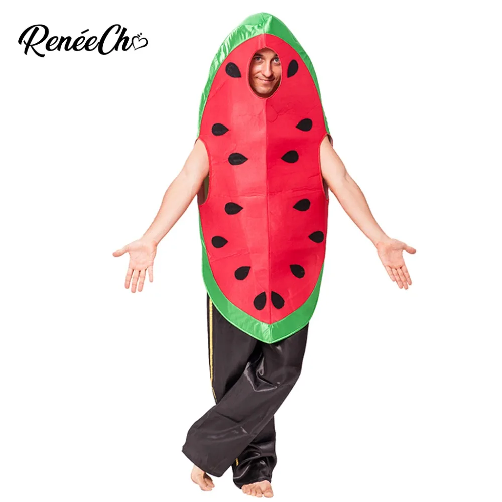 Reneecho 2018 Halloween Costume For Men Adult Watermelon Christmas Party Fruit Cosplay Women Carnival Outfits |