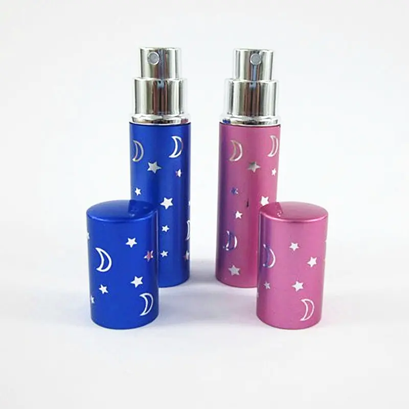 50pc/lot Hot Pump 5ml Refillable Parfum Anodized Aluminum Empty Glass Perfume Bottle Moon Star Pattern Travel Spray Scent | Красота и