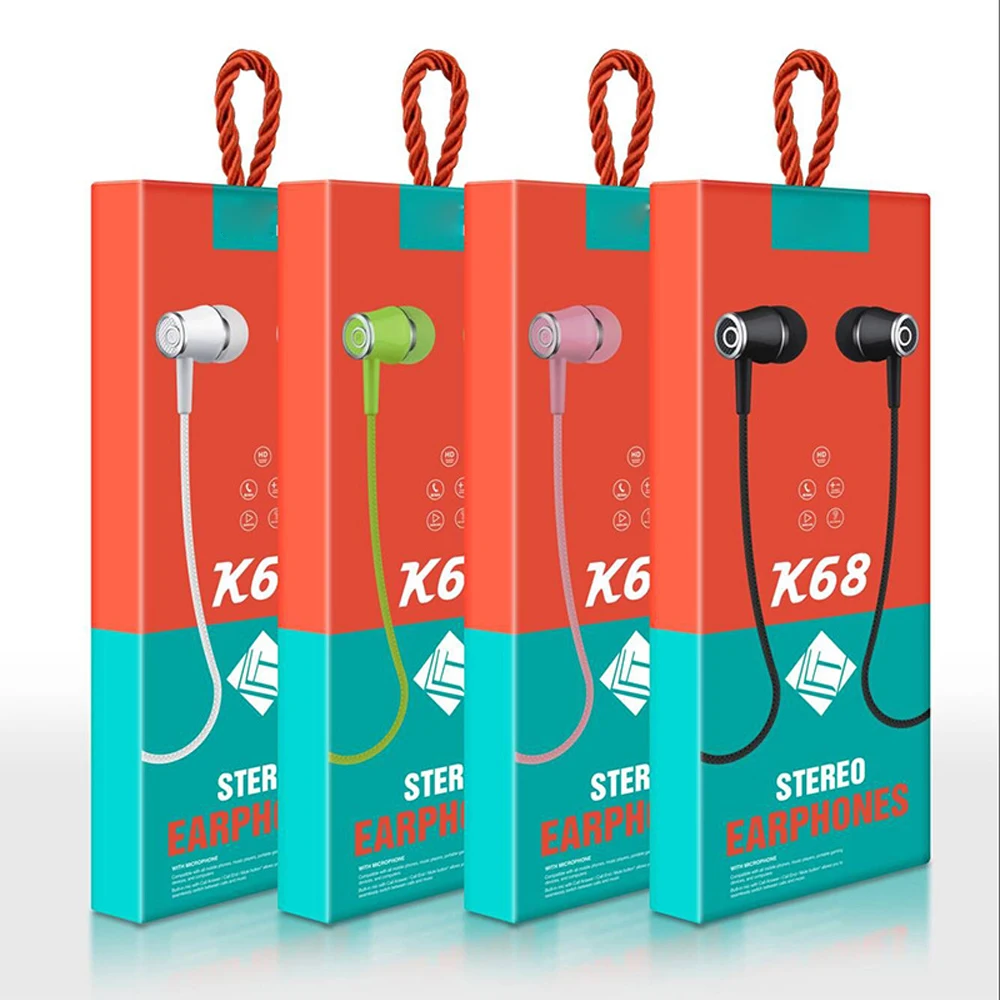 10 предметов/Лот размер с K68 In Ear Наушники Проводная гарнитура Управление 3 5 мм