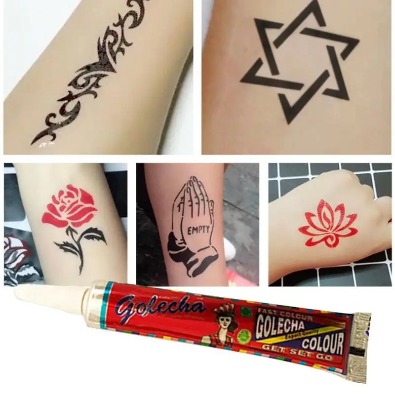 Водостойкие конусы для татуажа Golecha Henna цветные натуральные хны паста