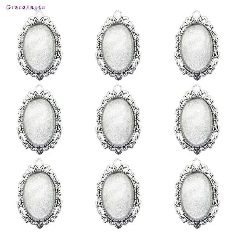 GraceAngie подходит для 30*20 мм Стеклянная антикварная серебряная брошь основа +