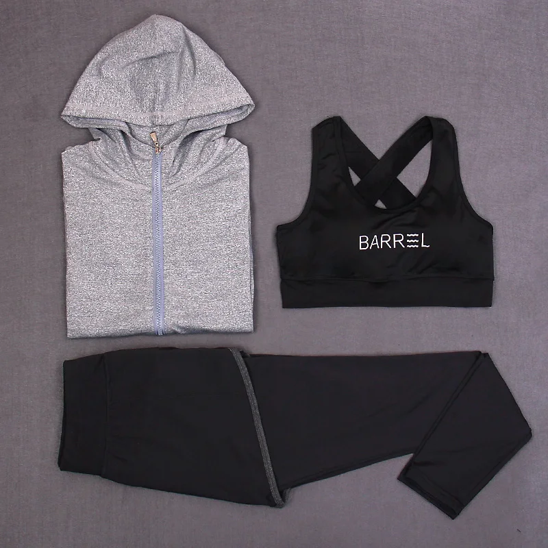 Комплекты для йоги 3 предмета (бюстгальтер + куртка штаны) спортивные костюмы