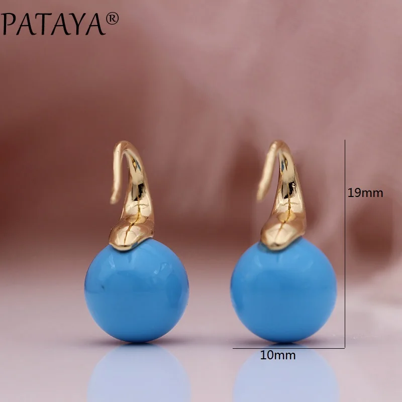 PATAYA, новинка, длинные серьги, женские, модные, для свадьбы, вечеринки, милые, хорошее ювелирное изделие, 585, розовое золото, AB Цвет, круглые жемчужные серьги, 4 цвета
