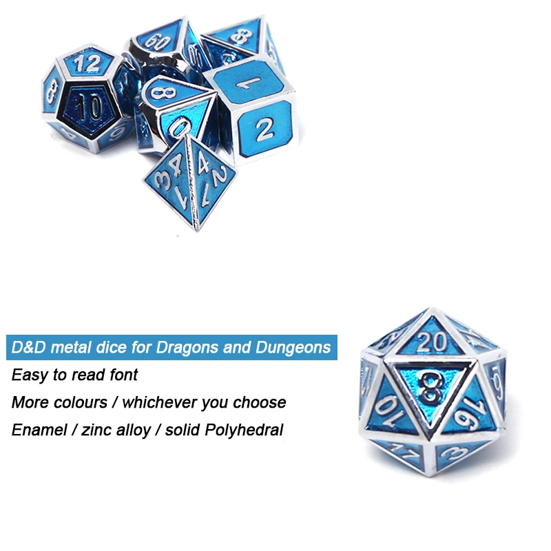 Chengshuo rpg кости Металлические dnd многогранные наборы dados Подземелья и Драконы алюминиевые Синие Кубики d20 10 12 6 настольные игры прозрачный