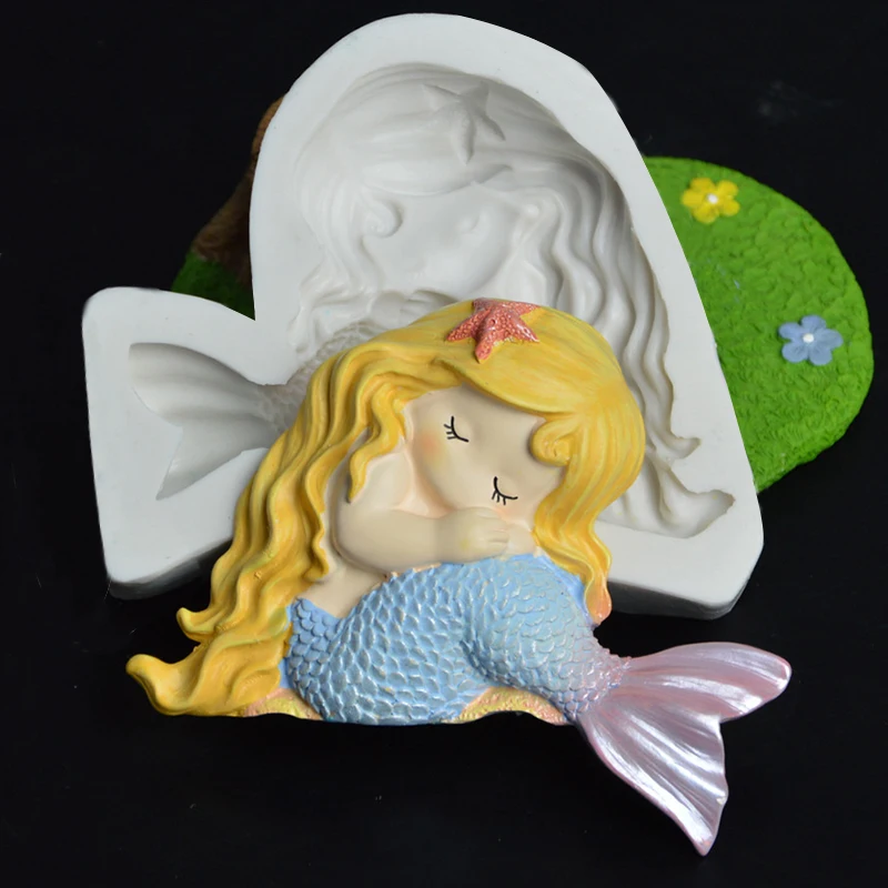 

3D Different Sleeping Mermaid Shape Silicone Cake Fondant Mould DIY Sea Series Cake Decoration Sugarcraft Gumpaste Tools