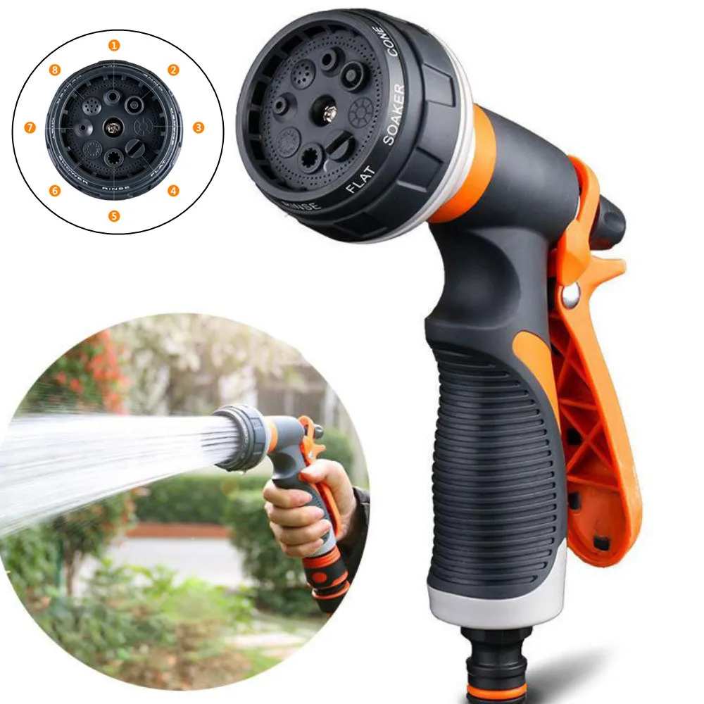 8 в 1 Многофункциональный водяной распылитель автомойка садовый полив ПЭТ сопло