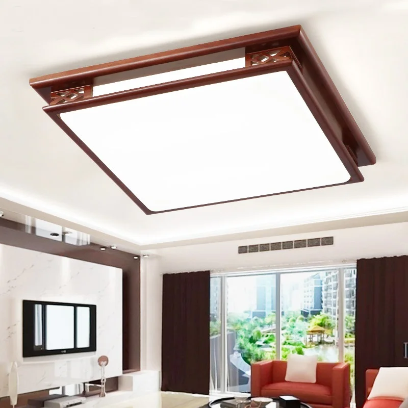 

Деревянный потолочный светильник в китайском стиле, креативный прямоугольник для отеля, гостиной, спальни, зала, акриловая потолочная ламп...