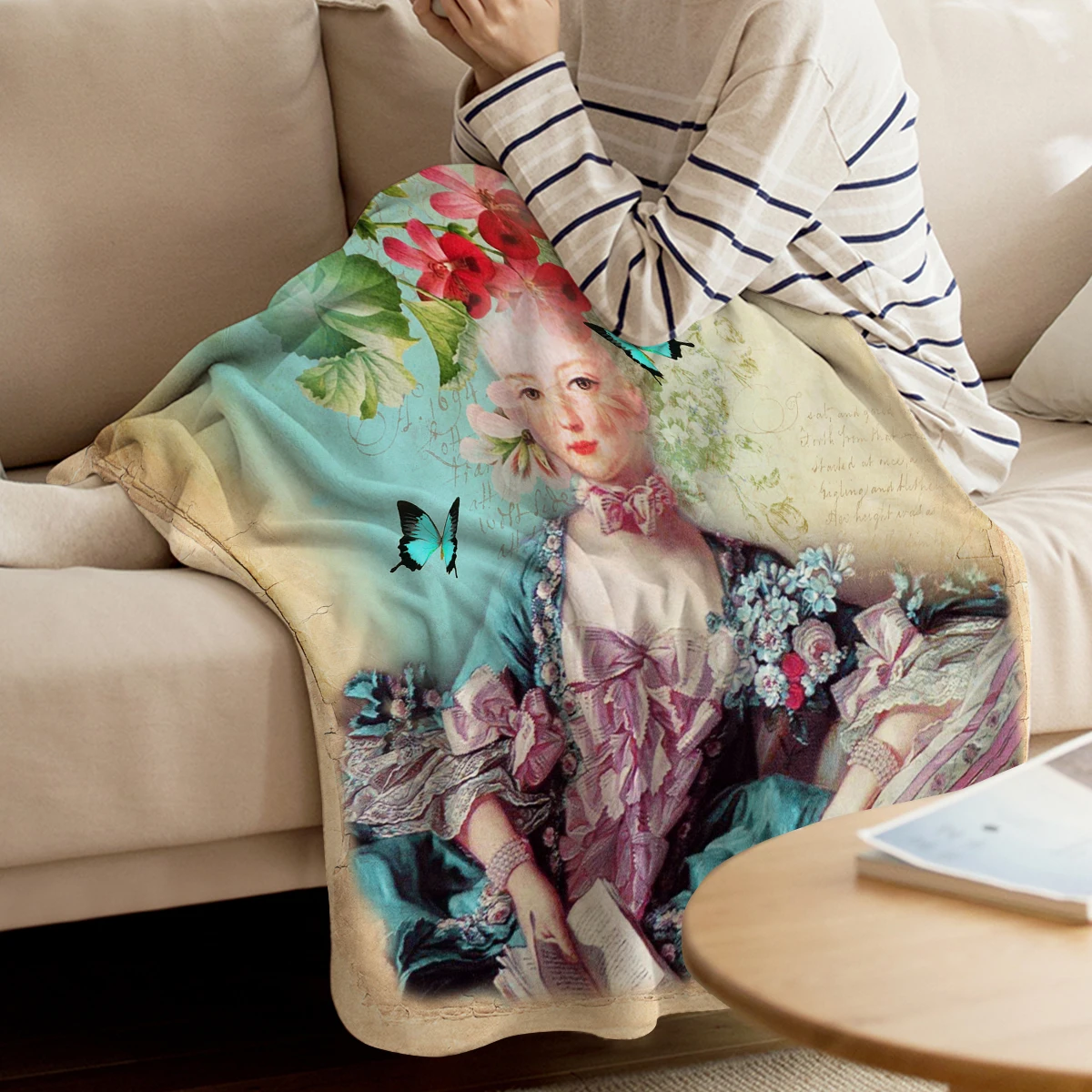 

WARMTOUR Throw Blanket Madame Butterfly Throw Blanket Warm Microfiber Blanket Blankets For Beds Home Decor