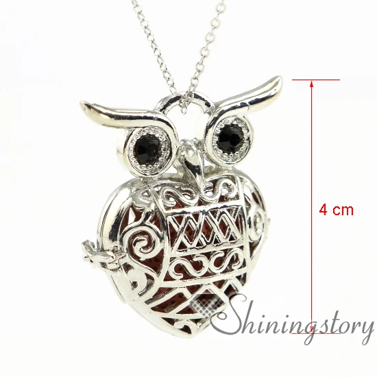 

owl heart openwork diffuser necklace diffuser necklaces wholesale jewelry scents essential oil locket metal volcanic stone