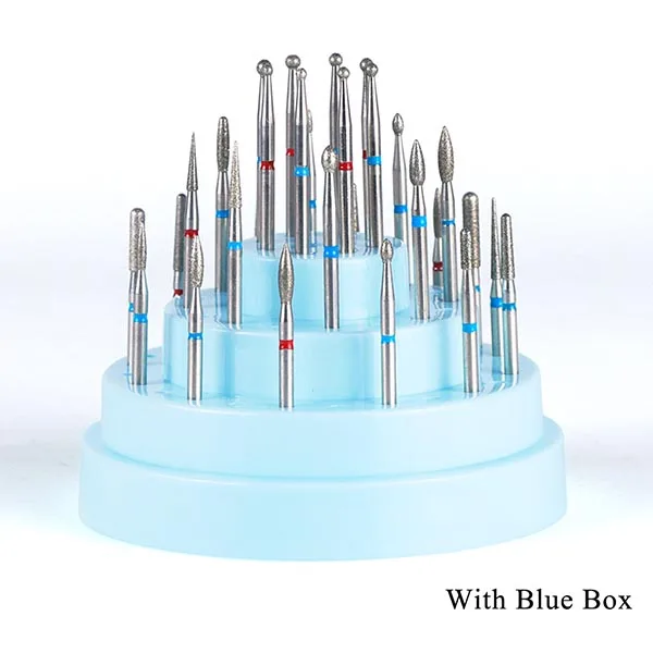 With Blue Box 30 шт. алмазные фрезы для ногтей, сверла для маникюра, твердосплавные фрезы, набор для ногтей, Электрический Фрезер для ногтей, Гель-лак для снятия, аксессуар CH775 - Цвет: With Blue Box