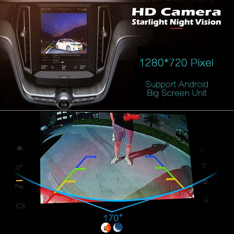 GreenYi HD 170 градусов 1080P Рыбий глаз объектив звездный свет ночное видение задний вид