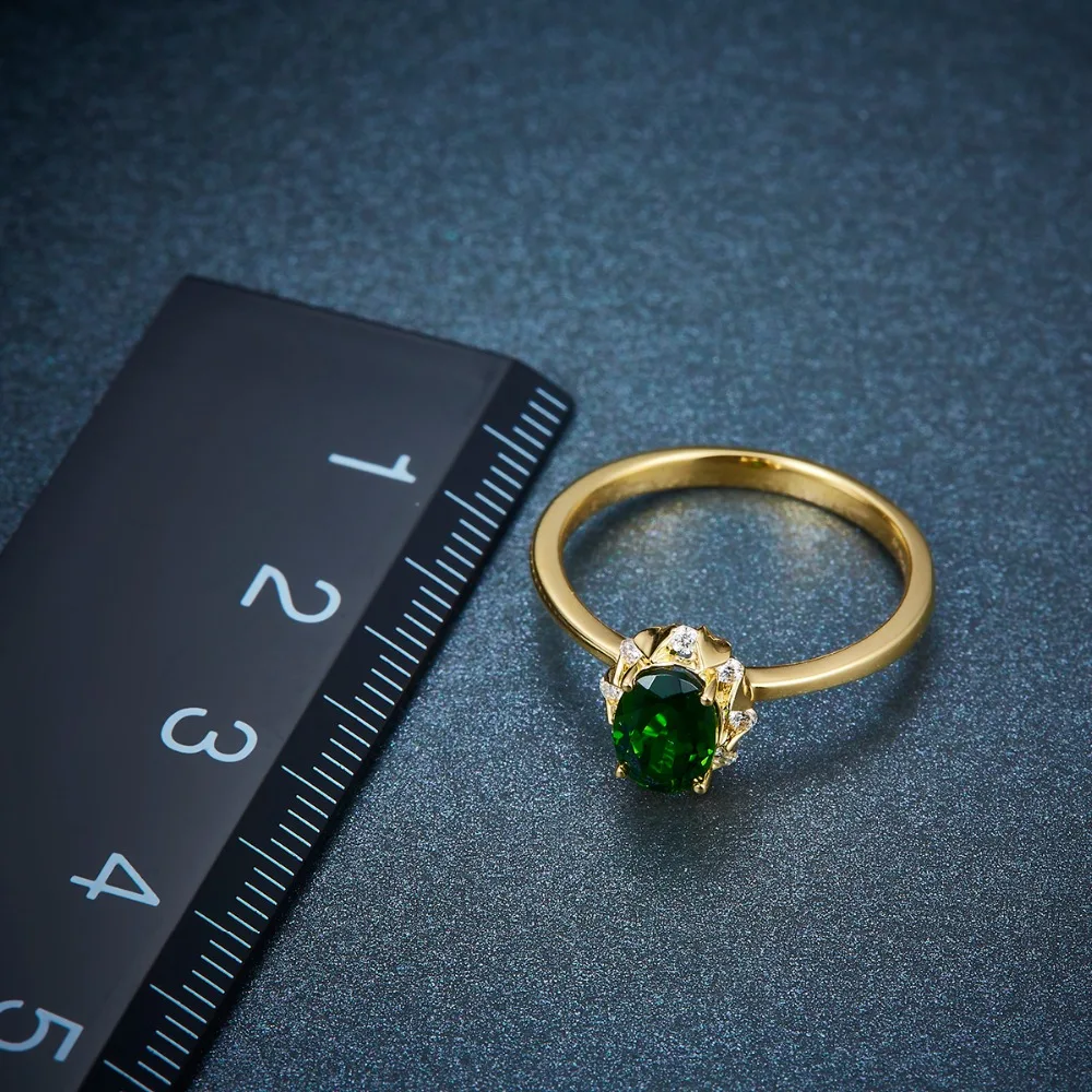 LP индивидуальные 1.01CT натуральный Россия хром диопсид Алмаз Твердые 18 К желтое золото Трендовое обручальное кольцо ювелирные украшения для женщин