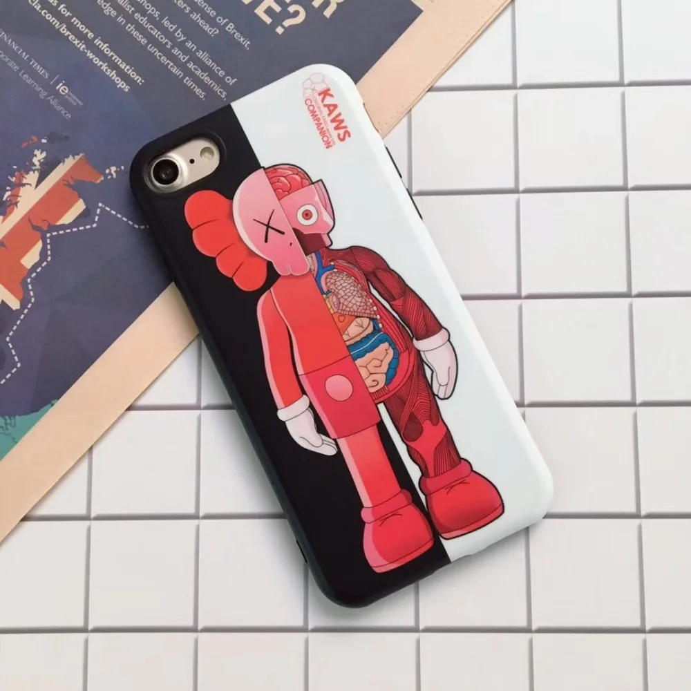 Trend Hip Hop style Kaws Funny Anatomy doll Patterned phone case for iphone X 6 6s plus 7 8 7plus soft imd back cover |